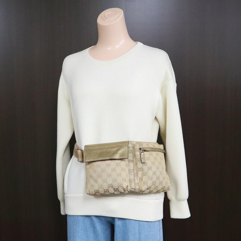 GUCCI グッチ クロスボディバッグ GGキャンバス×ゴールドレザー
