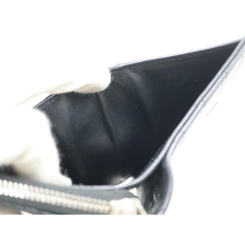 SAINT LAURENT サンローラン 二つ折り財布 レザー ブラック×シルバー