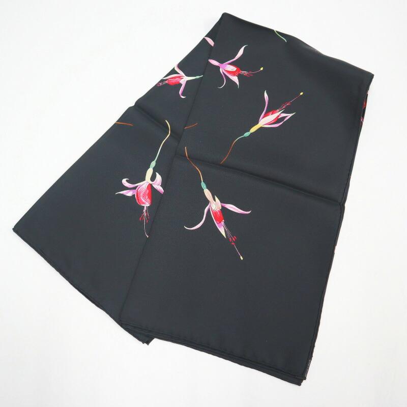 HERMES エルメス カレ90 フクシャの花 Fleurs De Fuchsia ブラック