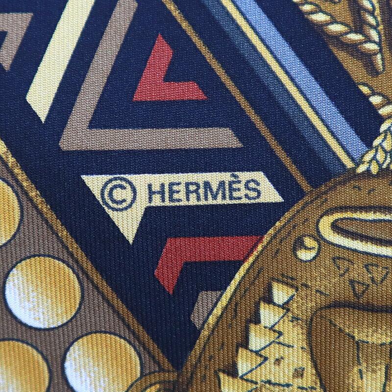 HERMES エルメス カレ90 首長達の金 L'OR DES CHEFS ブラック×ゴールド
