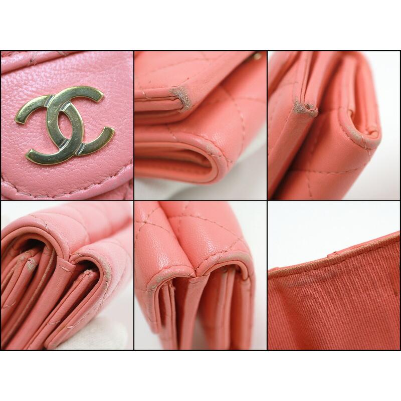 CHANEL クラシック スモール ウォレット 三つ折り財布 ピンク ラムスキン CHANEL シャネル クラシック・スモール・フラップウォレット 三つ折り