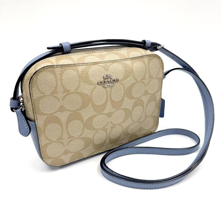 COACH コーチ カメラバッグ シグネチャー キャンバス×レザー ベージュ