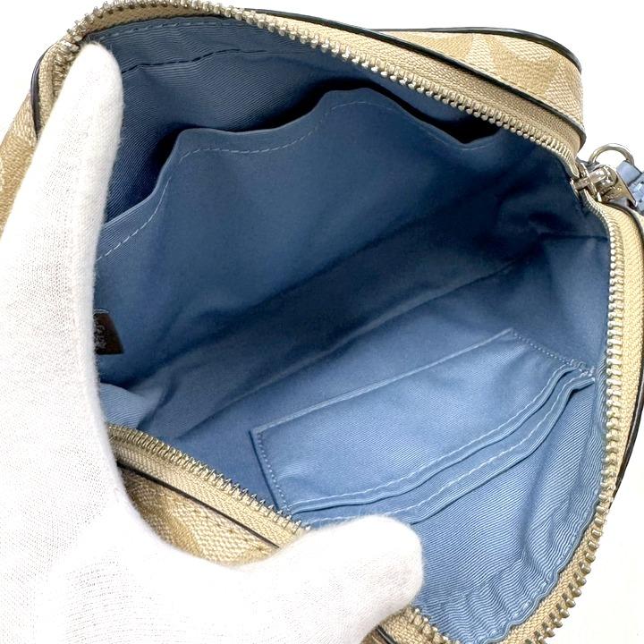 COACH コーチ カメラバッグ シグネチャー キャンバス×レザー ベージュ
