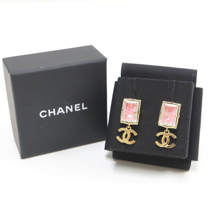 CHANEL シャネル ピアス ココマーク GP×クリスタル×ピンクツィード ゴールド A22K AB9535 B09653 NL148