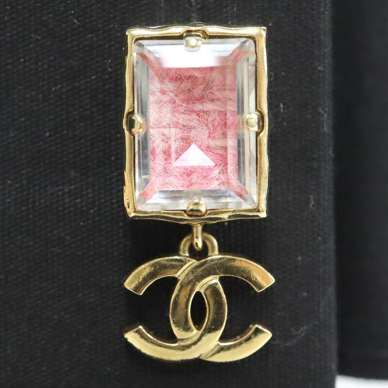 CHANEL シャネル ピアス ココマーク GP×クリスタル×ピンクツィード ゴールド A22K AB9535 B09653 NL148の画像