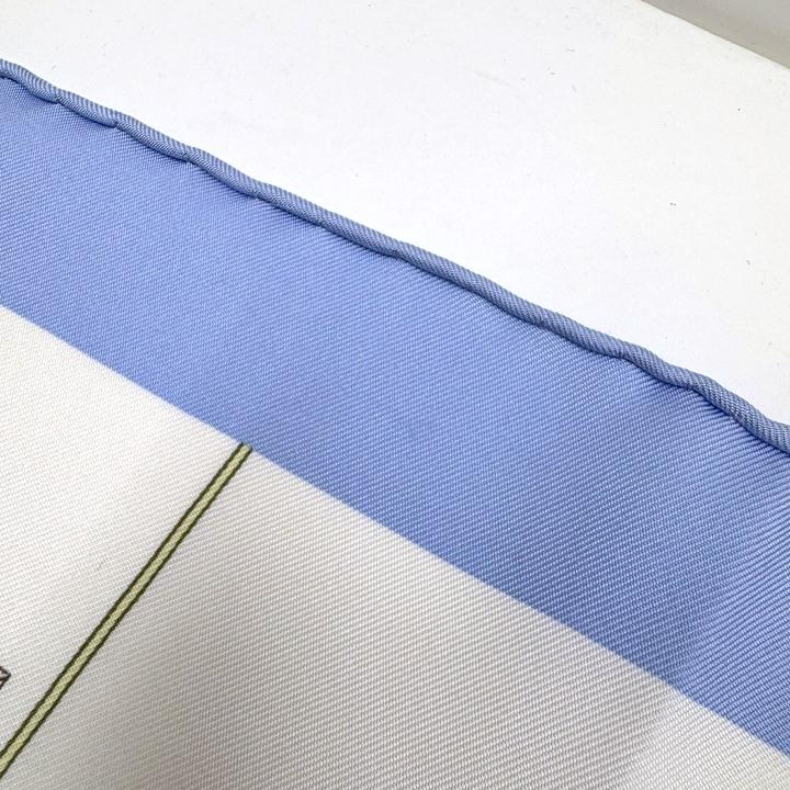 HERMES エルメス カレ90 スカーフ ランタン・風船・帽章 ブルーシエル