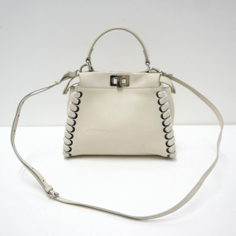 FENDI フェンディ ピーカブーミニ 2WAYショルダーバッグ ホワイト