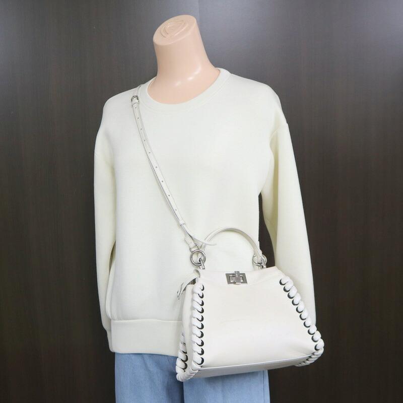 FENDI フェンディ ピーカブーミニ 2WAYショルダーバッグ ホワイト