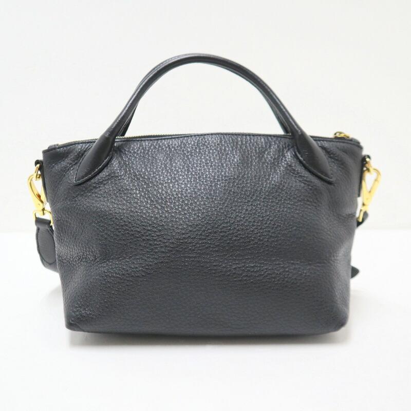 PRADA プラダ 2WAYショルダーバッグ レザー ブラック×ゴールド金具