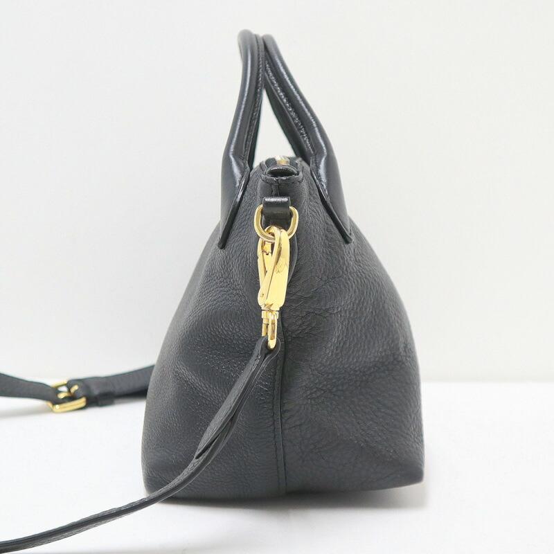 PRADA プラダ 2WAYショルダーバッグ レザー ブラック×ゴールド金具