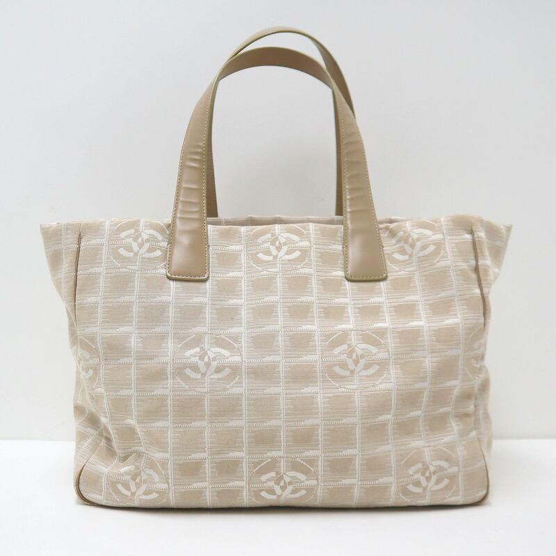 CHANEL シャネル ニュートラベルライン トート MM トートバッグ キャンバス×レザー ピンクベージュ A15991 8番台7桁の画像