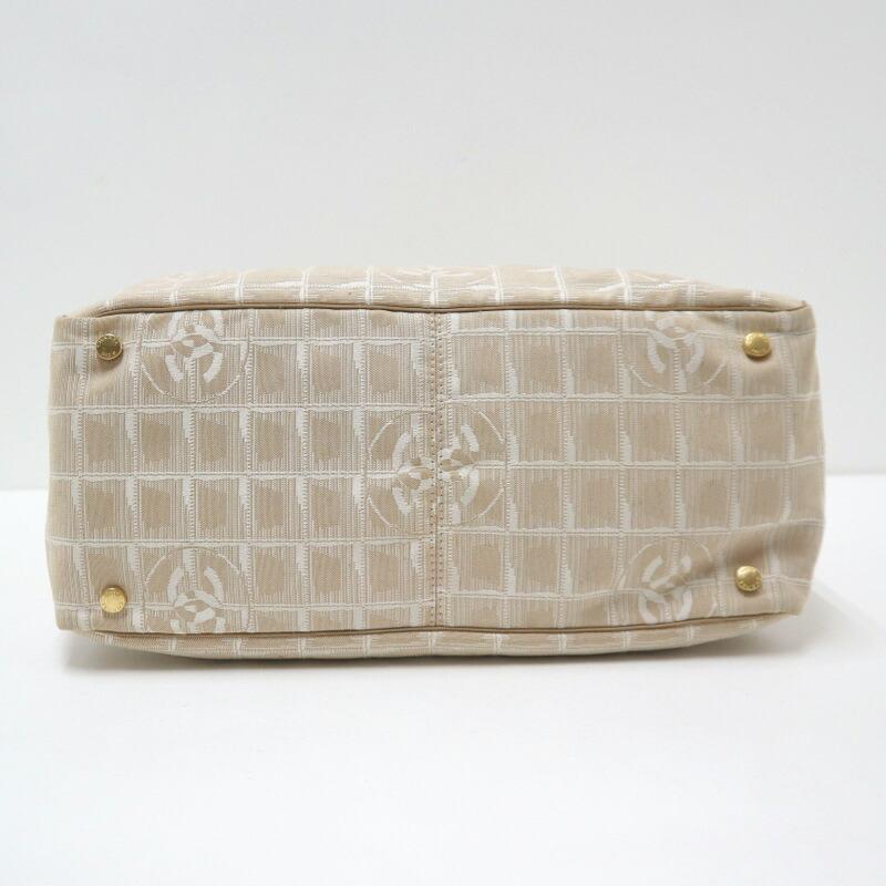 CHANEL シャネル ニュートラベルライン トート MM トートバッグ キャンバス×レザー ピンクベージュ A15991 8番台7桁の画像