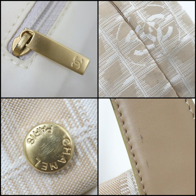 CHANEL シャネル ニュートラベルライン トート MM トートバッグ キャンバス×レザー ピンクベージュ A15991 8番台7桁の画像