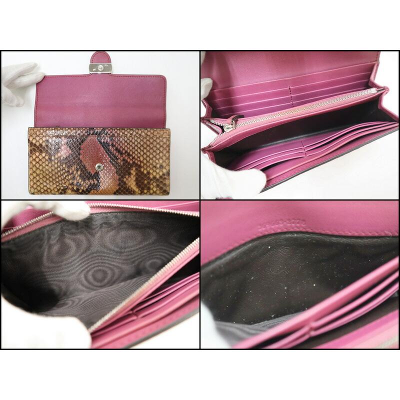 GUCCI グッチ インターロッキングG 二つ折り長財布 パイソン レザー