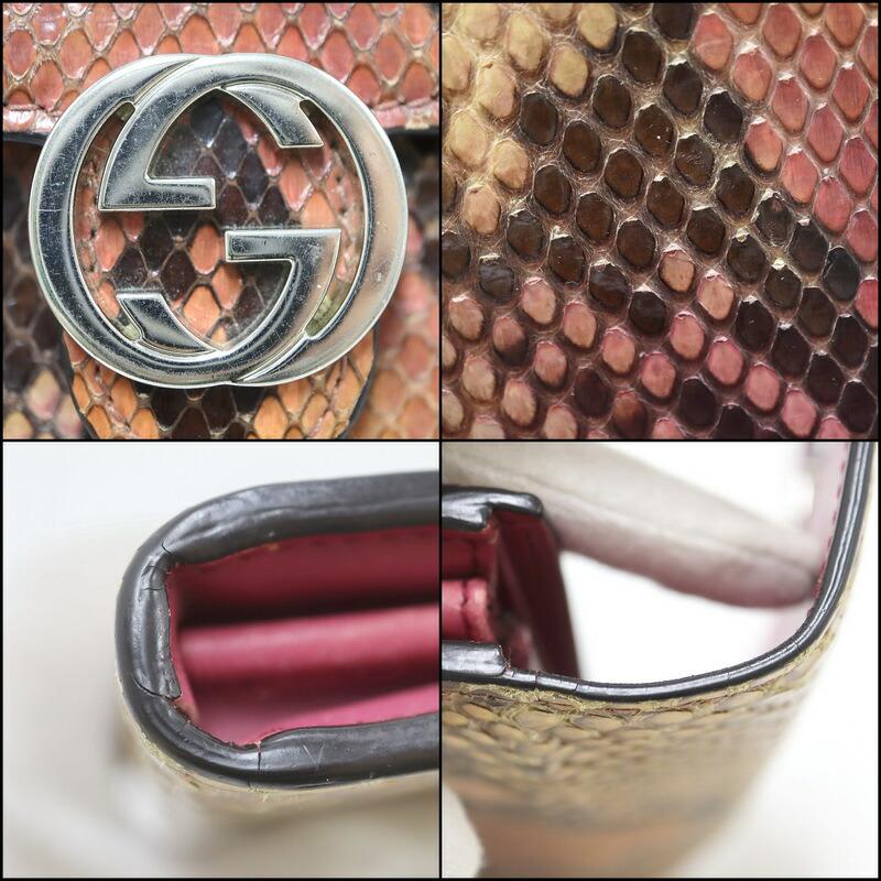 GUCCI グッチ インターロッキングG 二つ折り長財布 パイソン レザー