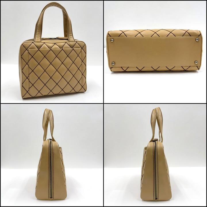 CHANEL シャネル ショルダーバッグ ワイルドステッチ ベージュ×ブラウン レザー×ゴールド金具 A14693 6番台7桁の画像