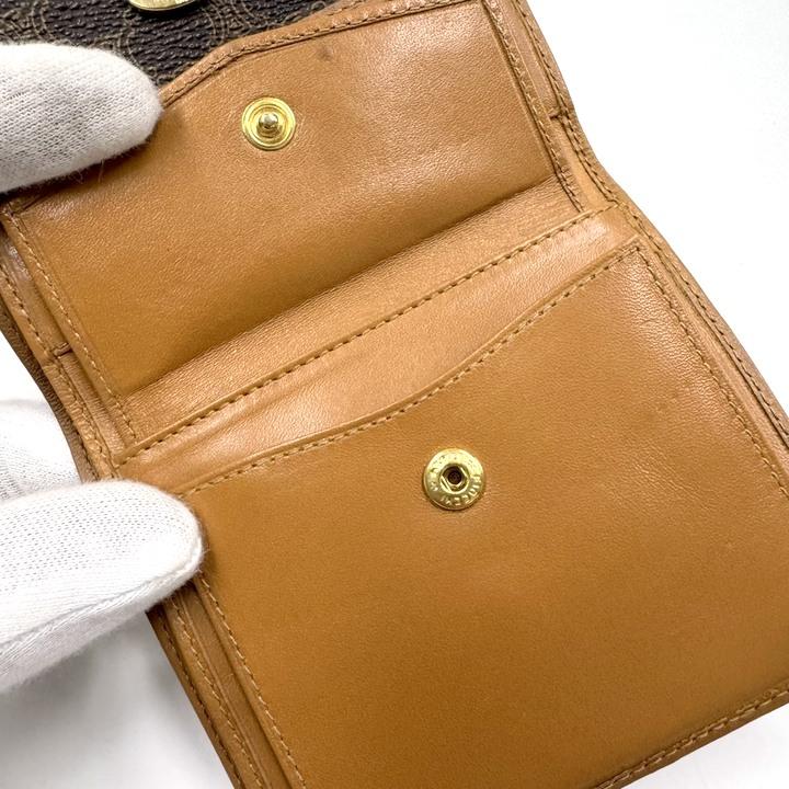 CELINE セリーヌ 3つ折り財布 マカダム PVC×レザー ダークブラウン