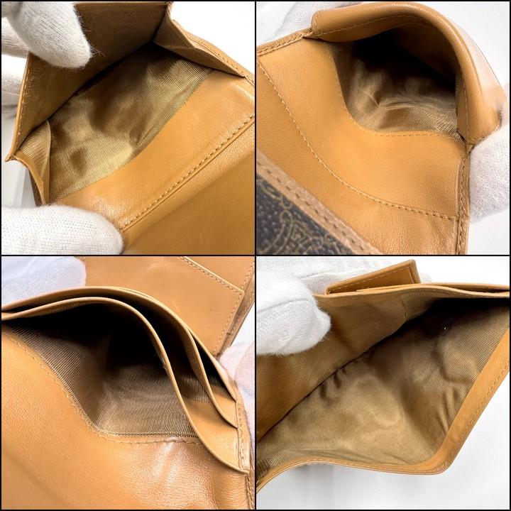 CELINE セリーヌ 3つ折り財布 マカダム PVC×レザー ダークブラウン