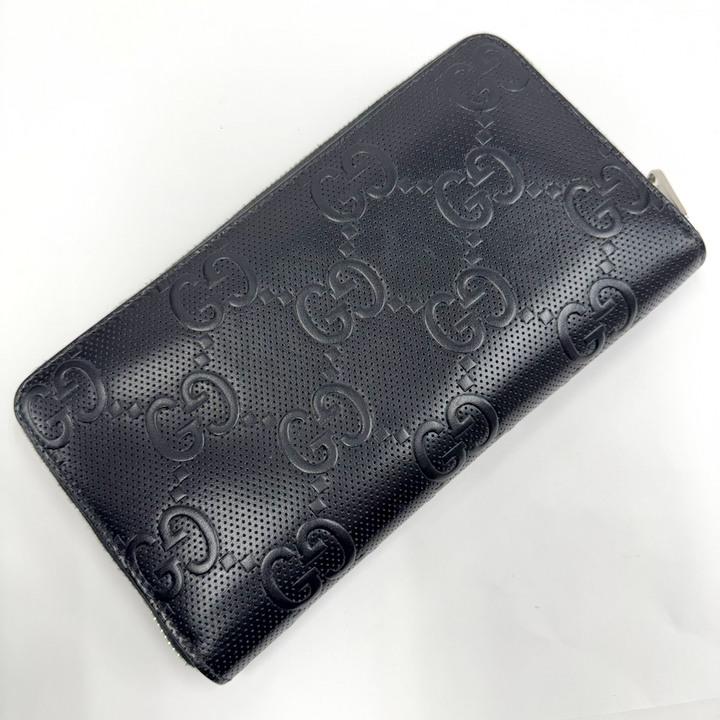 GUCCI グッチ ジップアラウンドオーガナイザー GGエンボス ブラック