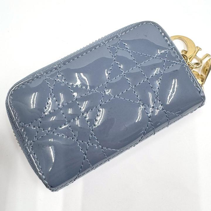Dior ディオール カナージュ キーリング付きコインケース パテント