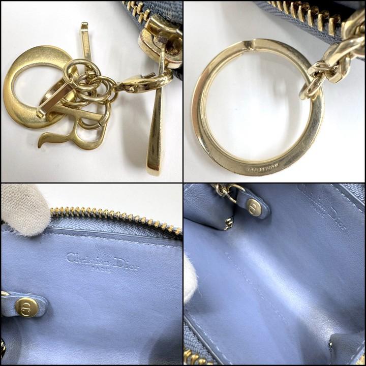 Dior ディオール カナージュ キーリング付きコインケース パテント