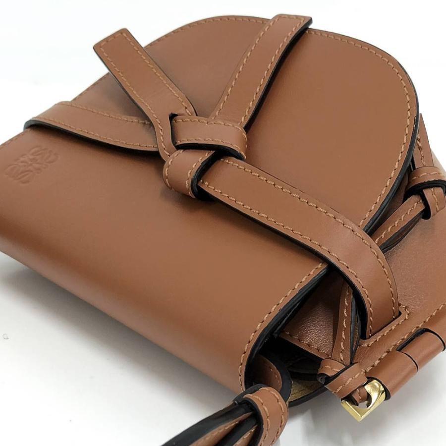 LOEWE ゲートデュアル ミニショルダーバッグ レザー キャメル A650N46X13の画像