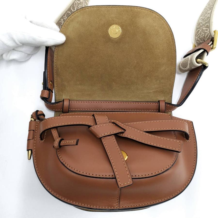 LOEWE ゲートデュアル ミニショルダーバッグ レザー キャメル A650N46X13の画像