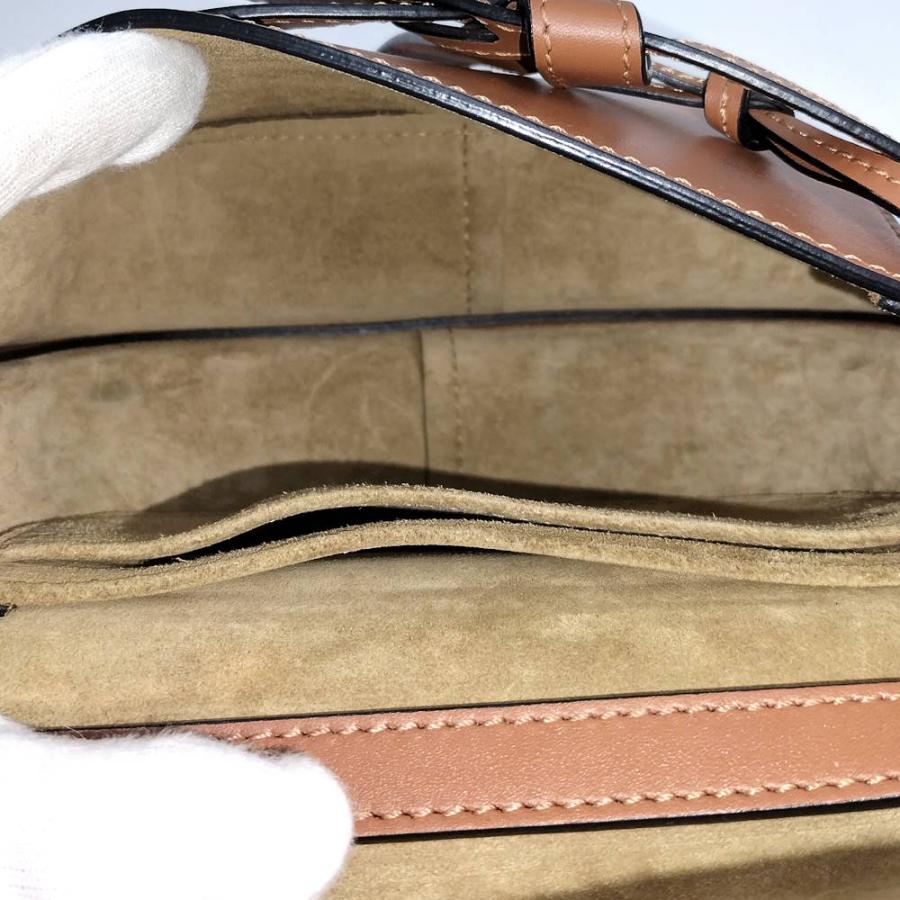 LOEWE ゲートデュアル ミニショルダーバッグ レザー キャメル A650N46X13の画像