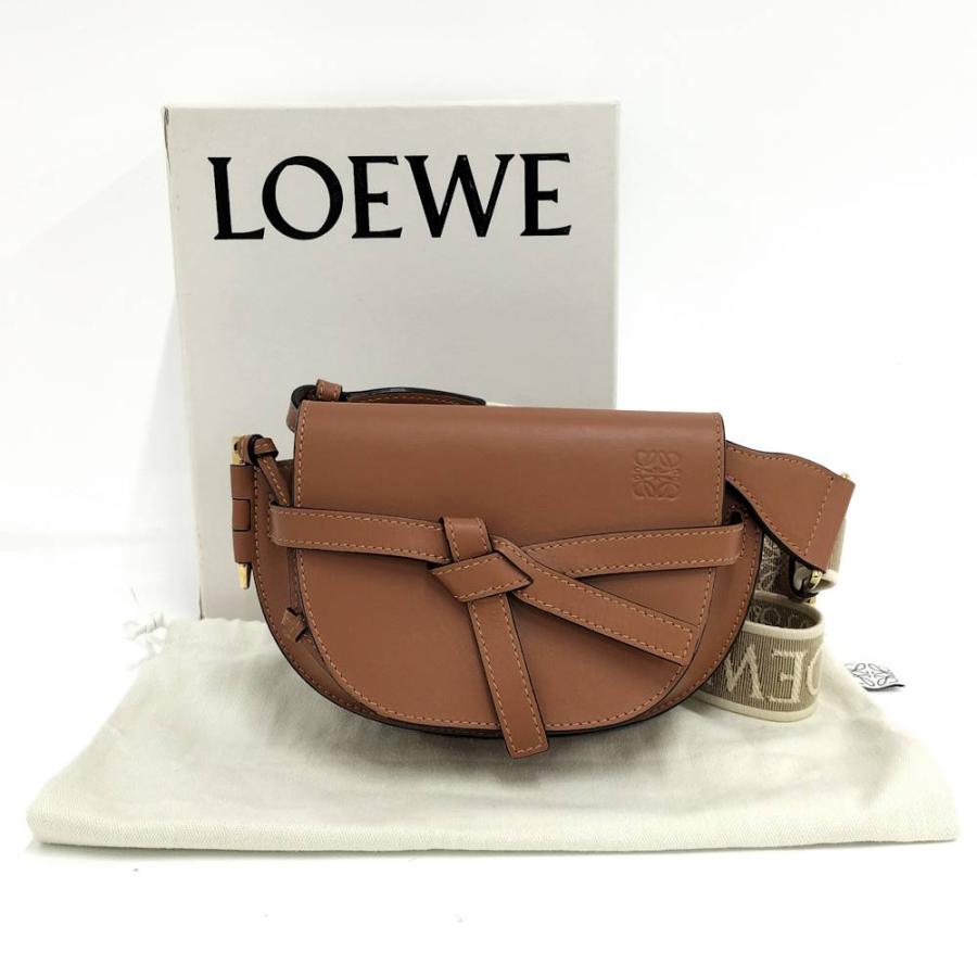 LOEWE ゲートデュアル ミニショルダーバッグ レザー キャメル A650N46X13の画像