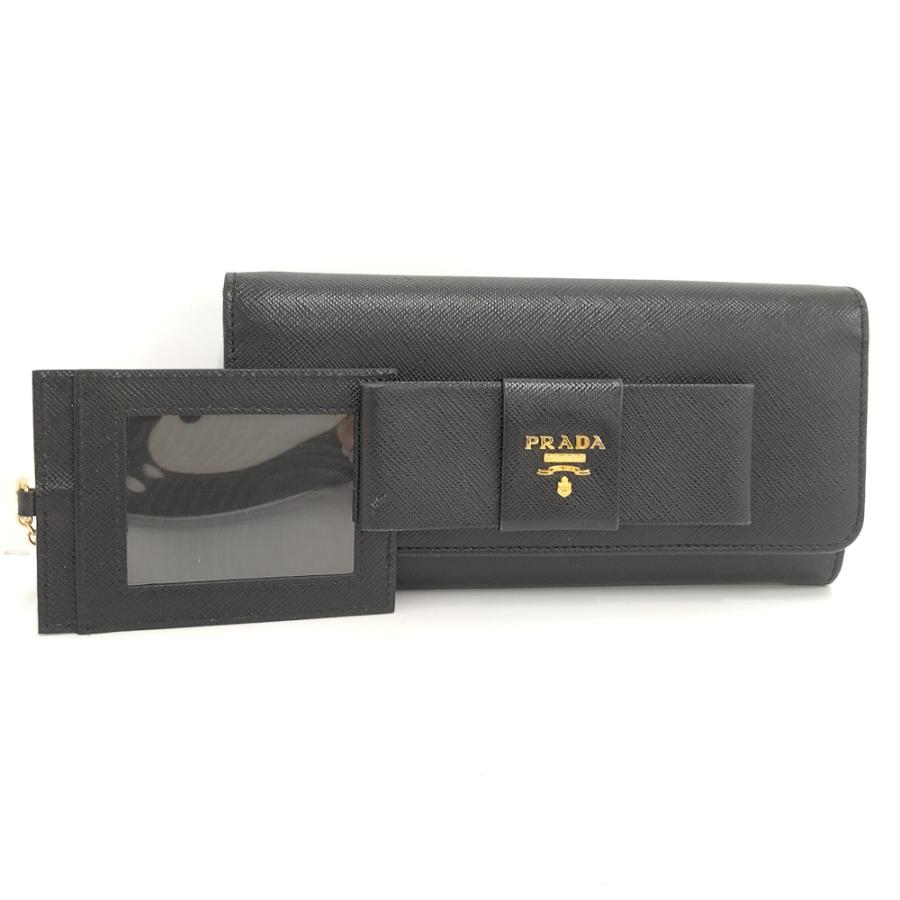 PRADA（プラダ） 二つ折り 長財布 リボン レザー サフィアーノ 