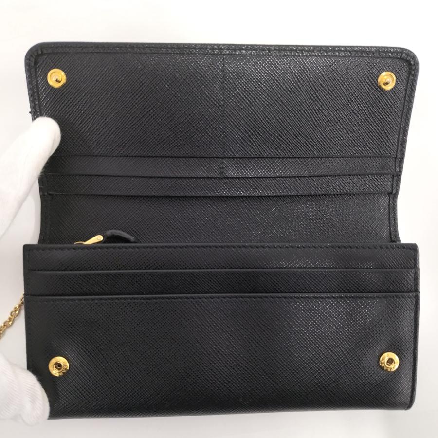 ☆美品☆ PRADA 長財布 リボン1MH132 サフィアーノ ブラック PRADA（プラダ） 二つ折り 長財布 リボン レザー サフィアーノ