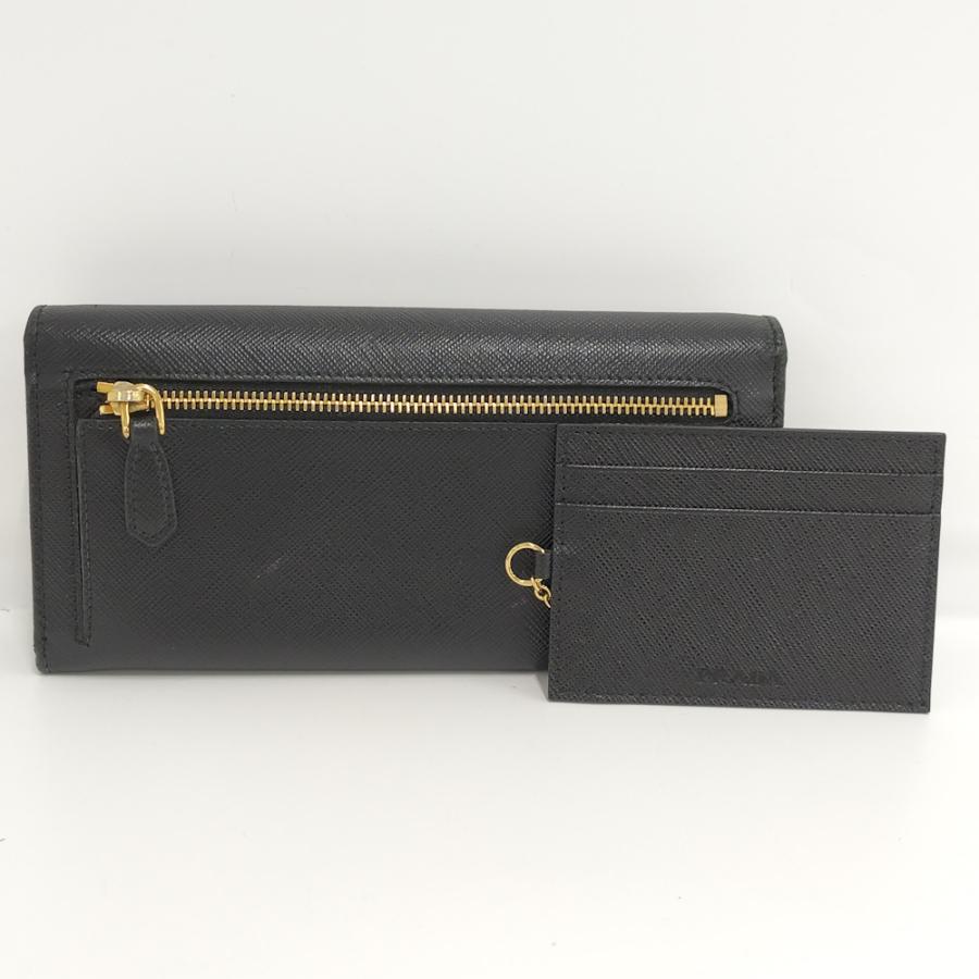 ☆美品☆ PRADA 長財布 リボン1MH132 サフィアーノ ブラック PRADA（プラダ） 二つ折り 長財布 リボン レザー サフィアーノ