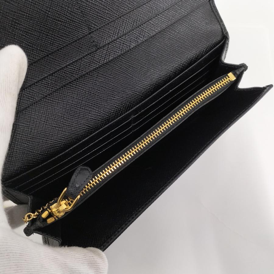 ☆美品☆ PRADA 長財布 リボン1MH132 サフィアーノ ブラック PRADA（プラダ） 二つ折り 長財布 リボン レザー サフィアーノ