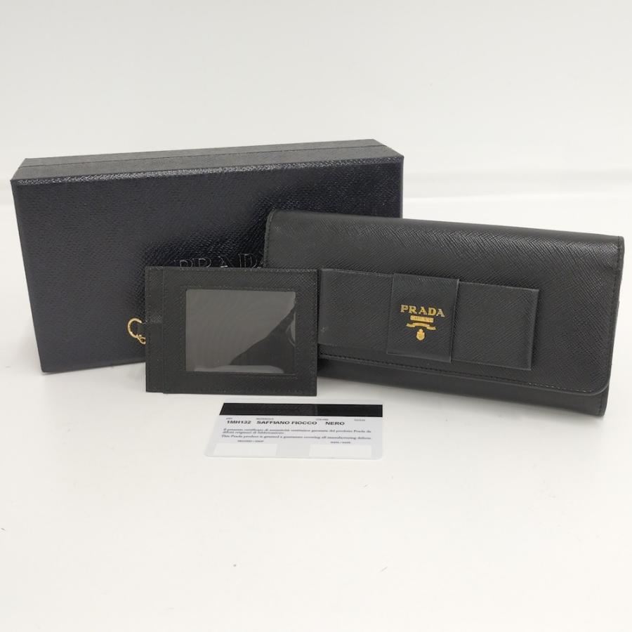 PRADA（プラダ） 二つ折り 長財布 リボン レザー サフィアーノ 