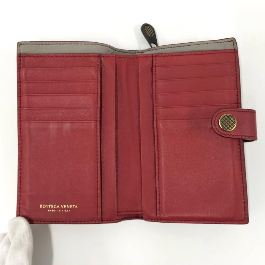 ボッテガヴェネタ 二つ折り財布 イントレチャート レザー 赤 コンパクト BOTTEGA VENETA（ボッテガ・ヴェネタ） 二つ折り財布 イントレチャート