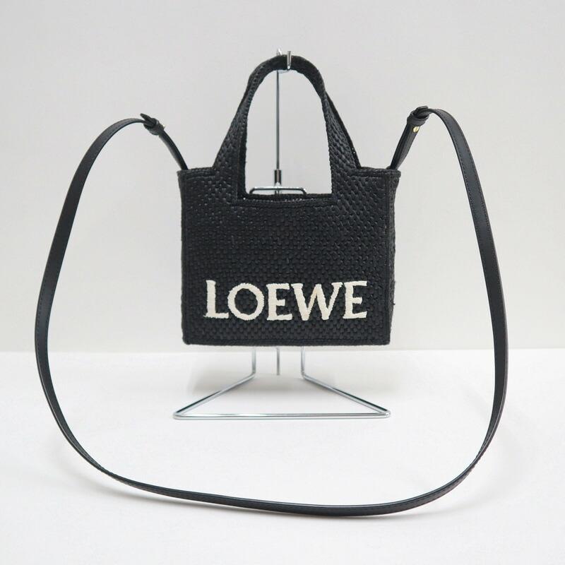 【新品未使用】ロエベフォント トート ミニ（ラフィア） LOEWE ロエベ フォント トート ミニ ラフィア ブラック : JJ