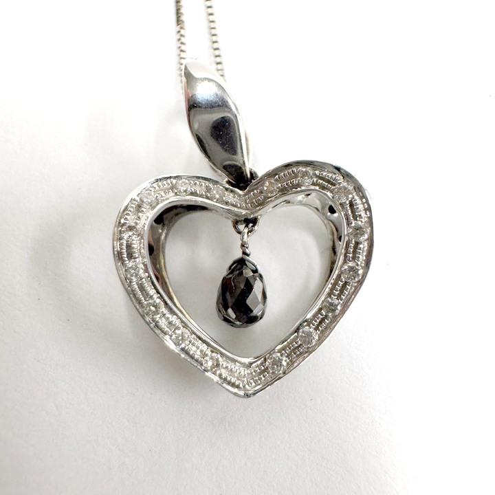 Jewelry K18WG ブラックダイヤモンド ダイヤモンド ハート デザイン 