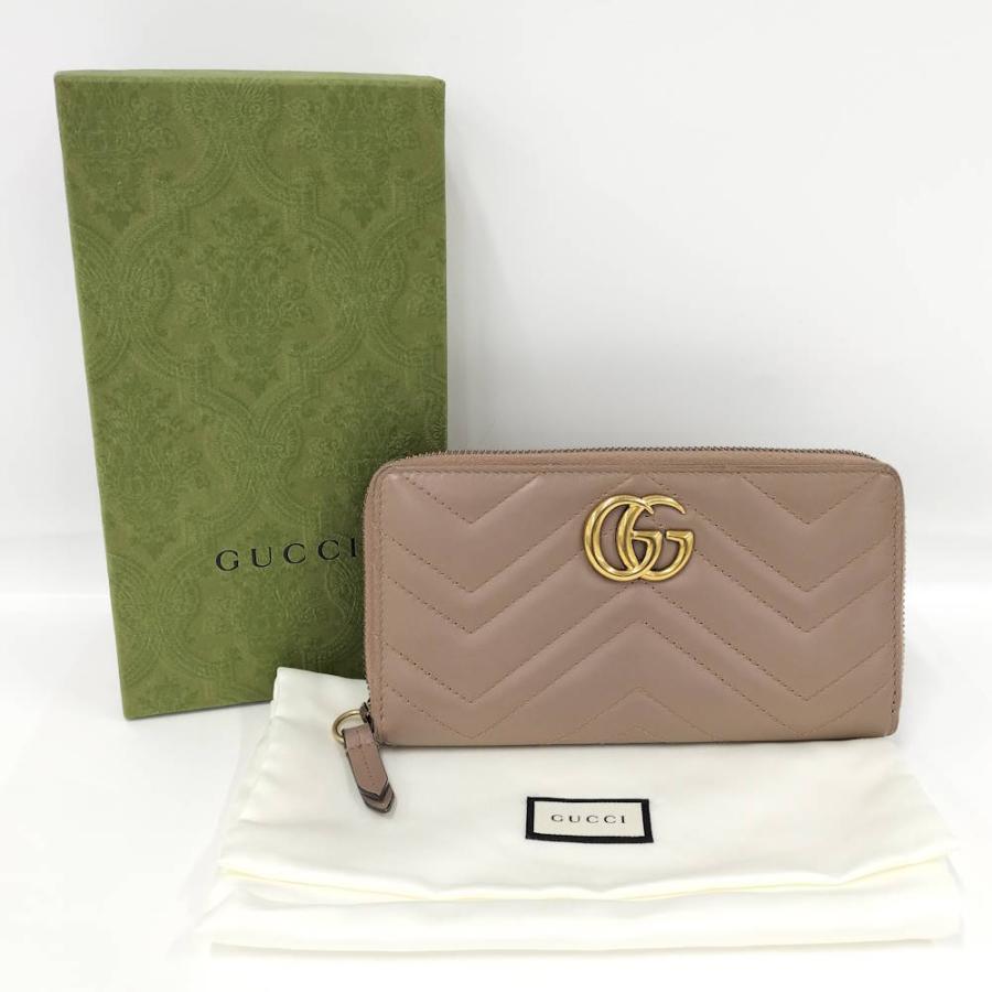 GUCCI ベージュ 長財布 GGロゴ GUCCI（グッチ） ラウンドファスナー長財布 GGマーモント レザー