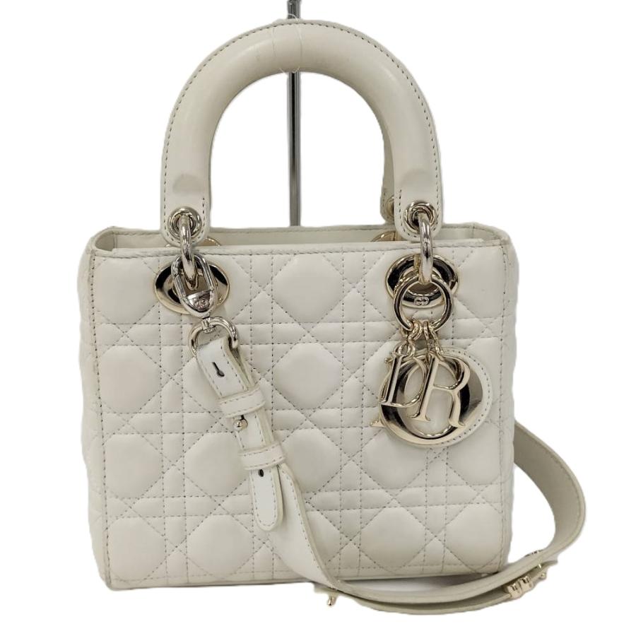 Dior レディディオール カナージュ ホワイト シャンパンゴールド金具