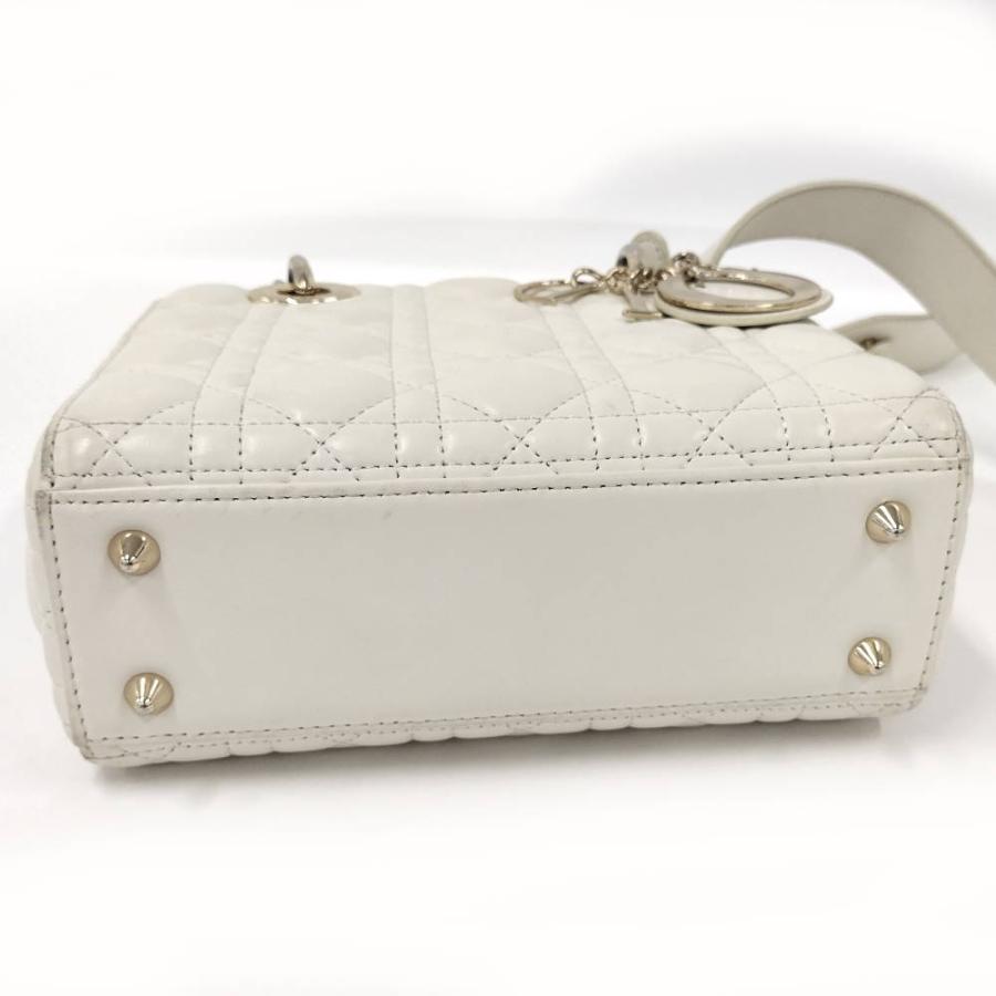 Christian Dior ディオール カナージュ D金具 ハンドバッグ Dior レディディオール カナージュ ホワイト シャンパンゴールド金具