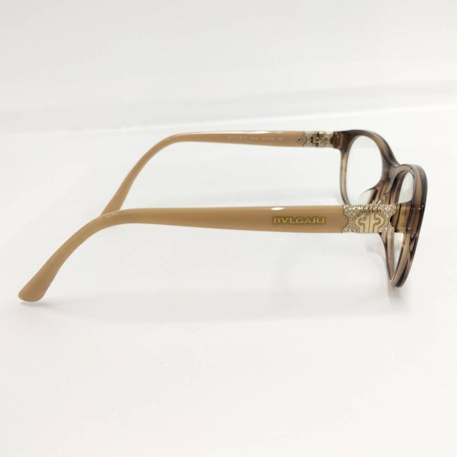 ブランド別 BVLGARI メガネ ブラウン ラインストーン付き