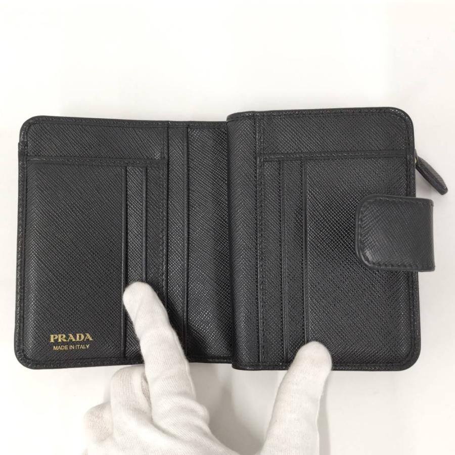 PRADA（プラダ） サフィアーノ 二つ折り財布 レザー ブラック 1ML018