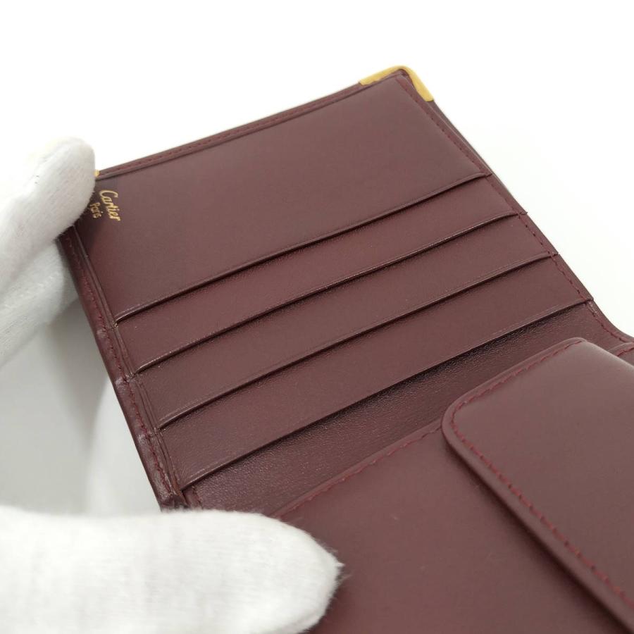 Cartier カルティエ ボルドー レザー 二つ折り財布 Cartier（カルティエ） 二つ折り財布 レザー ボルドー : JJ