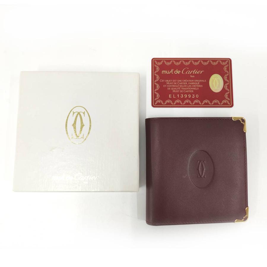 Cartier（カルティエ） 二つ折り財布 レザー ボルドー : JJ