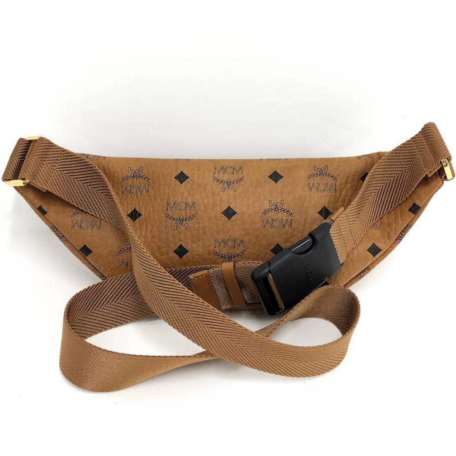 良品　エムシーエム　ヴィセトス　レザー　ウエストポーチ　ブラウン系 MCM（エムシーエム） ボディバッグ ウエストバッグ ヴィセトス レザー