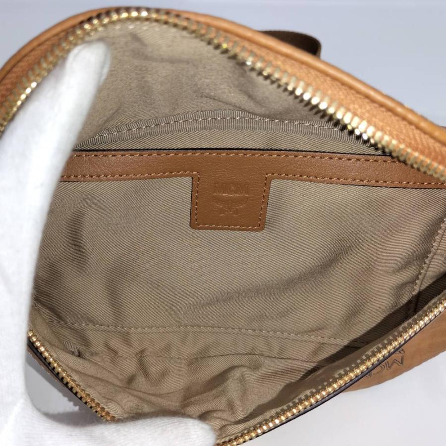 良品　エムシーエム　ヴィセトス　レザー　ウエストポーチ　ブラウン系 MCM（エムシーエム） ボディバッグ ウエストバッグ ヴィセトス レザー