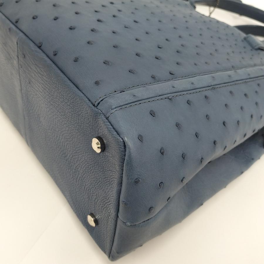 オーストリッチ 2WAY ショルダーバッグ ブルー JRA : JJコレクション