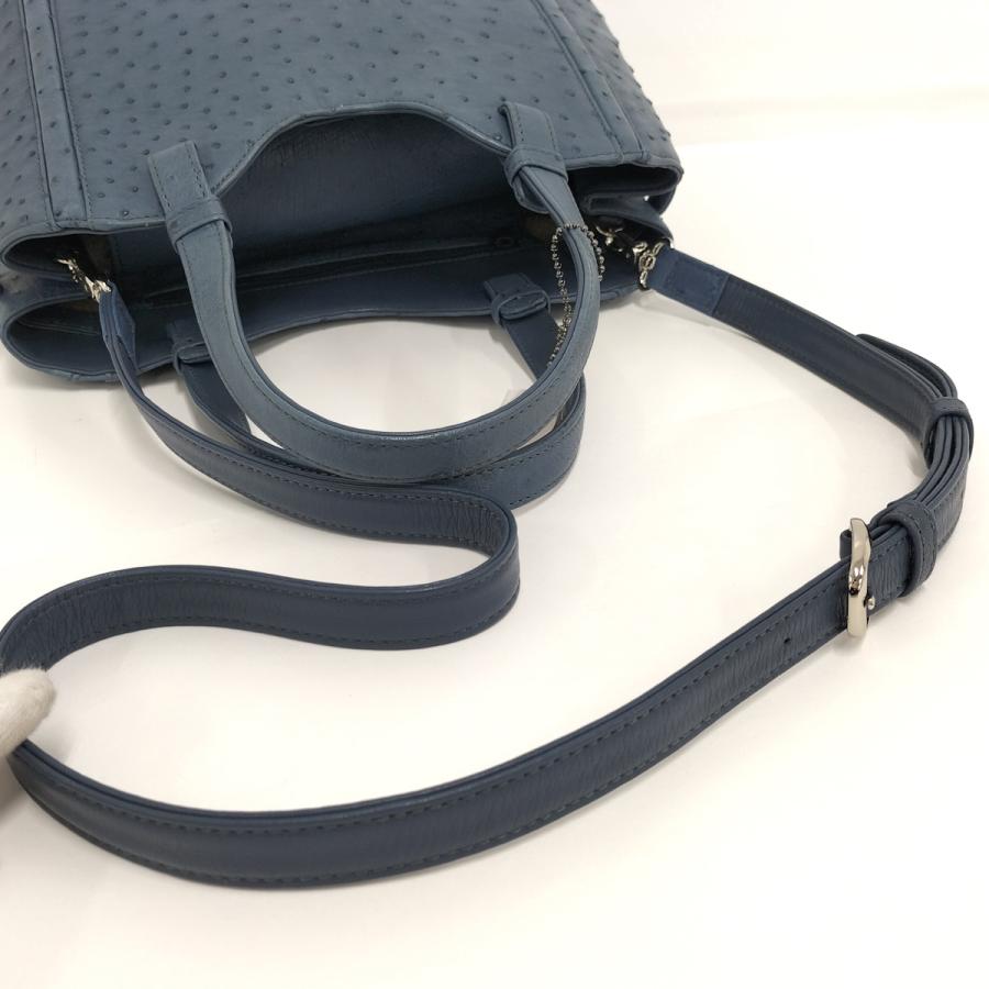 オーストリッチ 2WAY ショルダーバッグ ブルー JRA : JJコレクション