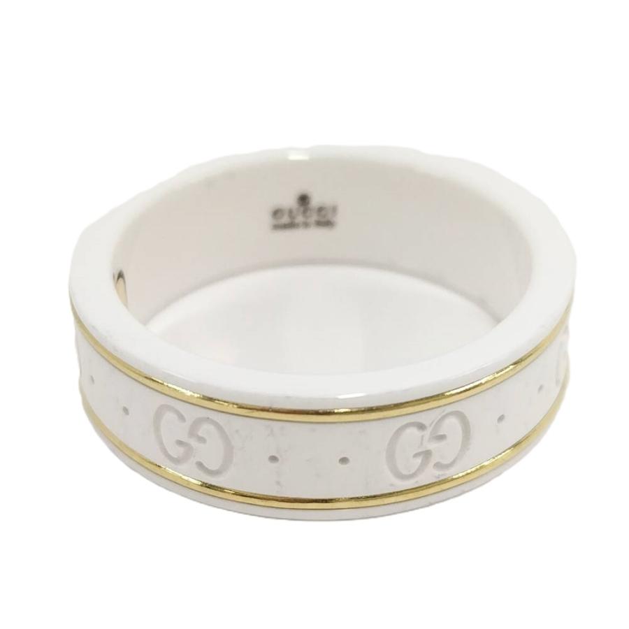 美品✨GUCCI ホワイトセラミック × K18 ゴールド アイコンリング GUCCI（グッチ） アイコンリング セラミック 750YG K18YG イエロー