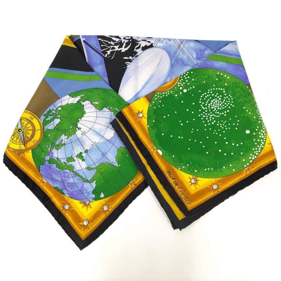 Cartier シルクスカーフ マルチカラー Cartier（カルティエ） スカーフ タンク シルク グリーン×イエロー